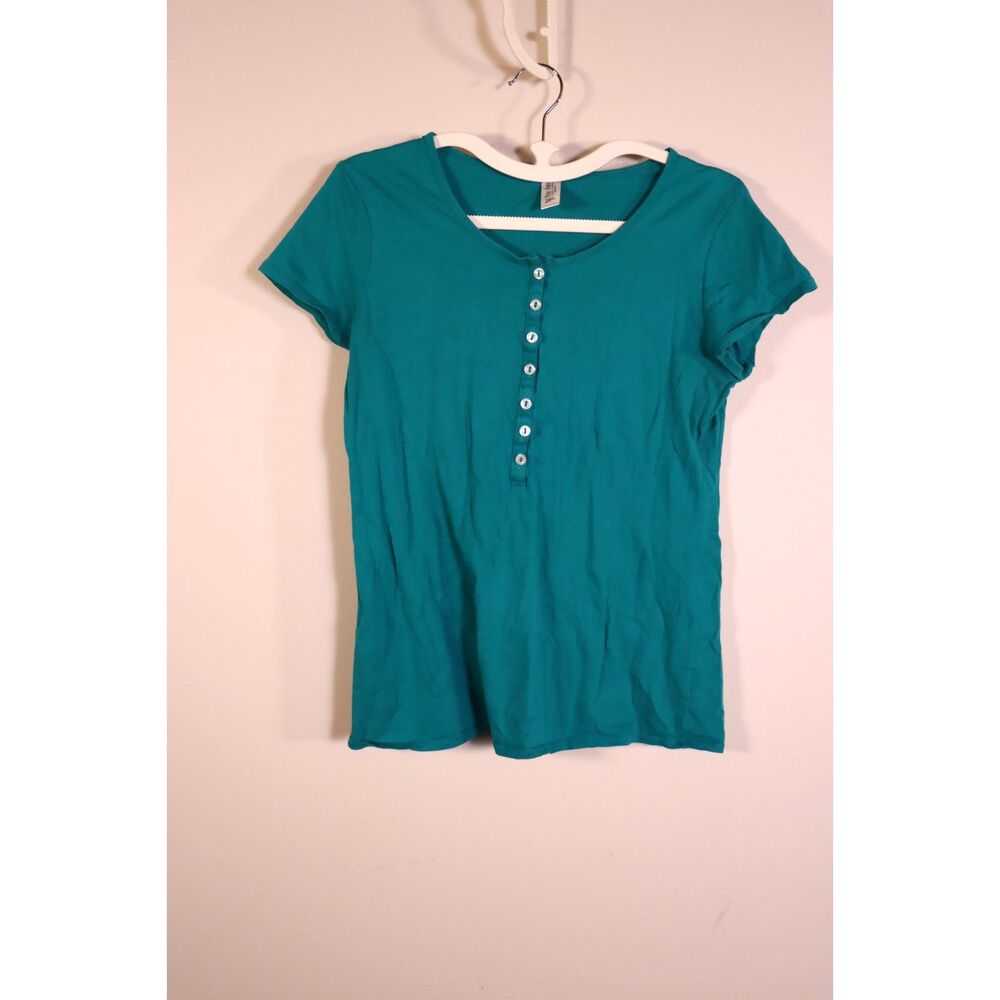 The Tee Shop Women's Pima Cotton Short Sleeve Henley T-Shirt – Size Medium